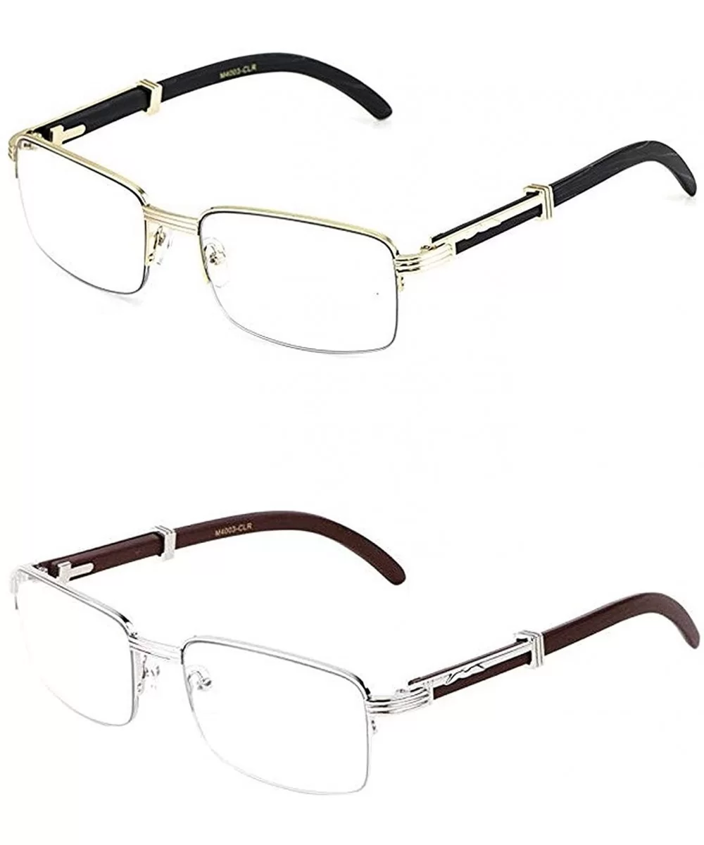 WOOD Art Nouveau VINTAGE Semi Rimless Style Gangster RICH Frame EyeGlasses - CD18IMDW74M $22.64 Square