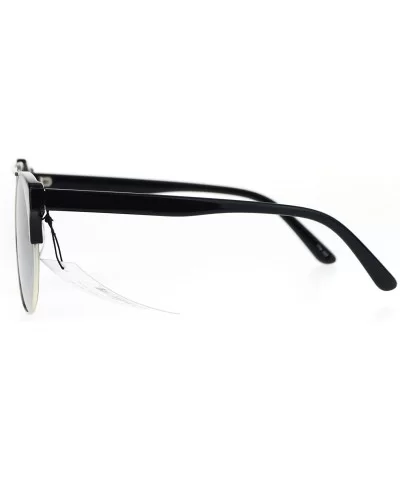 Womens Sunglasses Round Circle Frame Flat Top Bridge Accent UV 400 - Black (Silver Mirror) - CI182L7ZXE4 $14.93 Round