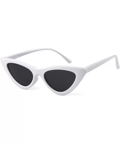 Cat Eye Sunglasses Vintage Mod Style Retro Kurt Cobain Sunglasses - White Frame/Grey Lens - CJ1887ZN3XT $12.39 Goggle