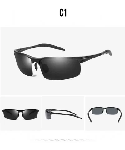 Men's Polarized Sports Riding Glasses Smart Photochromic Glasses - Black Grey C1 - CS1905GHITU $26.16 Square