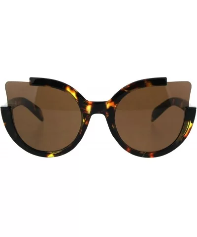 Round Cateye Sunglasses Womens Unique Open Corner Frame UV 400 - Tortoise (Brown) - C718KL60SE3 $15.51 Round