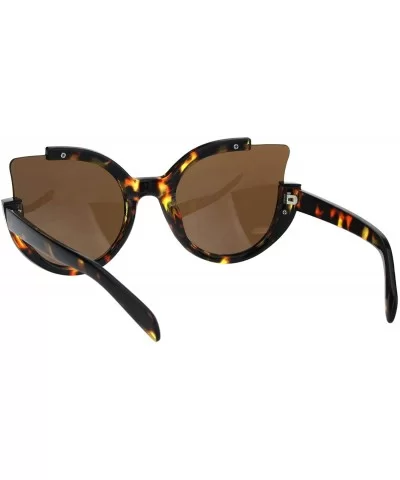 Round Cateye Sunglasses Womens Unique Open Corner Frame UV 400 - Tortoise (Brown) - C718KL60SE3 $15.51 Round