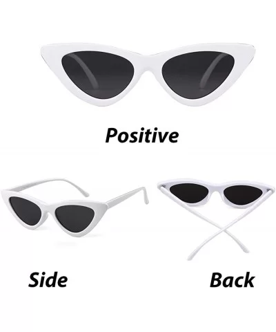 Cat Eye Sunglasses Vintage Mod Style Retro Kurt Cobain Sunglasses - White Frame/Grey Lens - CJ1887ZN3XT $12.39 Goggle