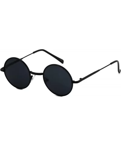 John Lennon Hipster Fashion Sunglasses Small Metal Round Circle Elton Style - Black Black Lens - CT180NI7TWZ $12.34 Round