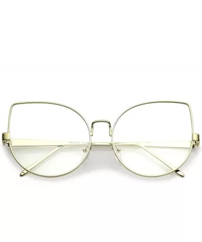 Oversize Slim Metal Frame Clear Flat Lens Cat Eye Glasses 63mm - Gold / Clear - CG182ES7RI6 $16.21 Cat Eye