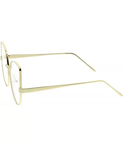 Oversize Slim Metal Frame Clear Flat Lens Cat Eye Glasses 63mm - Gold / Clear - CG182ES7RI6 $16.21 Cat Eye