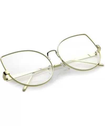 Oversize Slim Metal Frame Clear Flat Lens Cat Eye Glasses 63mm - Gold / Clear - CG182ES7RI6 $16.21 Cat Eye