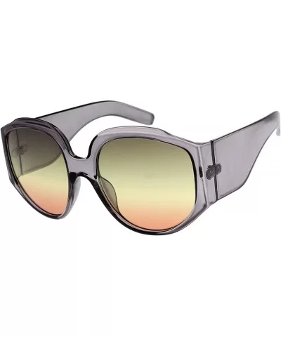 Bulky Frame Fashion Round Goggle Style Sunglasses - Brown - C418USAIN5I $14.51 Goggle