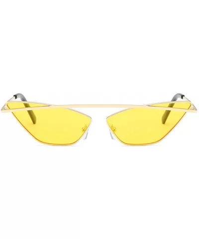 Women sunglasses polarized uv protection aviator cat eyes small face retro vintage - Yellow - CF18T6SGNDZ $13.26 Cat Eye