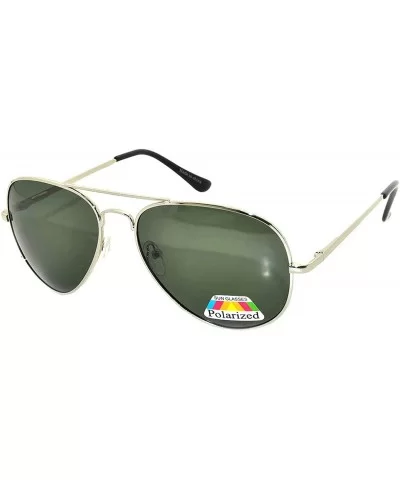 Classic Aviator Style Silver Metal Frame Sunglasses Green Lens Men Women - CO11T7KDOAD $13.55 Aviator