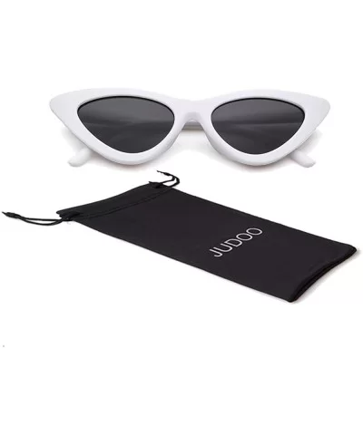 Cat Eye Sunglasses Vintage Mod Style Retro Kurt Cobain Sunglasses - White Frame/Grey Lens - CJ1887ZN3XT $12.39 Goggle