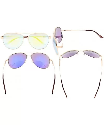 Large Bifocal Sunglasses Polit Style Sunshine Readers with Bendable Memory Bridge and Arm - CY18034GDML $41.04 Rectangular