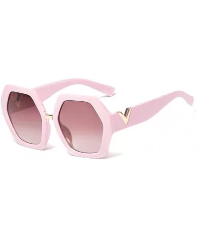 Hexagonal Sunglasses Women Big Polygon Sun Glasses for Ladies Oversized Black UV400 - Pink - CQ18AL2YWD9 $18.23 Oversized