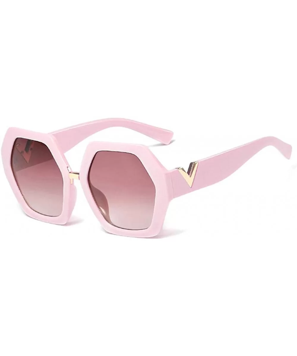 Hexagonal Sunglasses Women Big Polygon Sun Glasses for Ladies Oversized Black UV400 - Pink - CQ18AL2YWD9 $18.23 Oversized