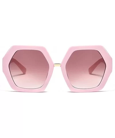 Hexagonal Sunglasses Women Big Polygon Sun Glasses for Ladies Oversized Black UV400 - Pink - CQ18AL2YWD9 $18.23 Oversized