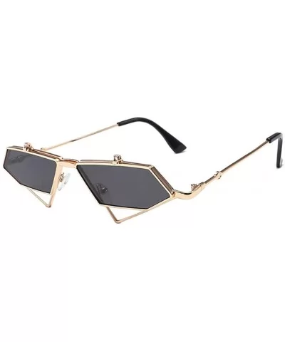 Retro Flip Up Sunglasses-Polarized Geometric Sunglasses-Metal Frame Mirror Lens - A - CN190OI7ZZS $54.12 Goggle