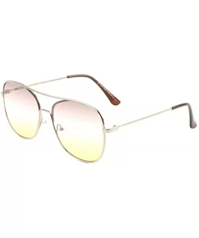 Triple Oceanic Color Flat One Piece Rim Aviator Sunglasses - Smoke Yellow - CB190I3AUKO $20.59 Aviator