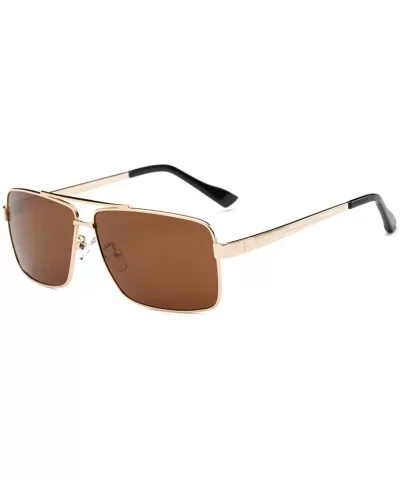 Men Polarized Sunglasses Vintage UV400 Metal Classic Driving Sports - Brown - CI18DKZ662S $12.38 Rectangular