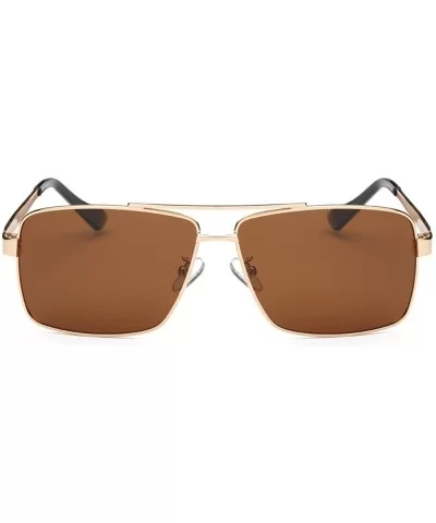 Men Polarized Sunglasses Vintage UV400 Metal Classic Driving Sports - Brown - CI18DKZ662S $12.38 Rectangular