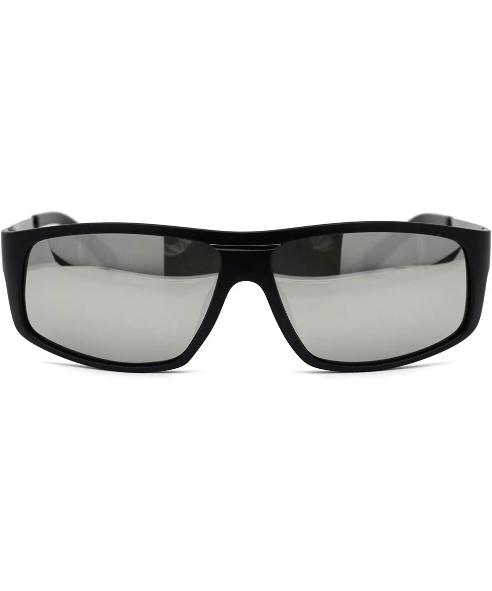 Mens Polarized Narrow Rectangle Classic Sport Fashion Sunglasses - Matte Black Silver Mirror - CK192RWT07C $17.18 Rectangular