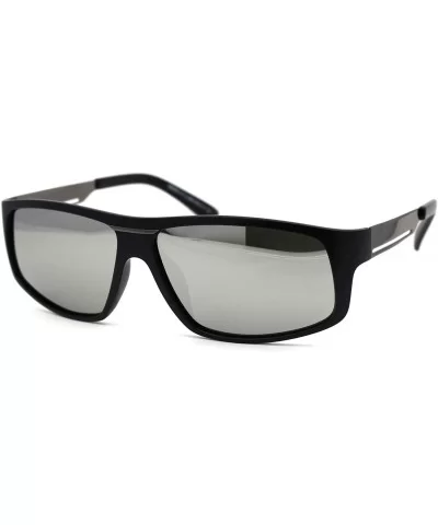 Mens Polarized Narrow Rectangle Classic Sport Fashion Sunglasses - Matte Black Silver Mirror - CK192RWT07C $17.18 Rectangular