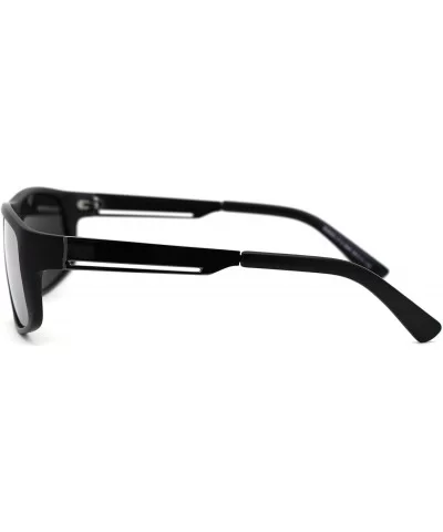 Mens Polarized Narrow Rectangle Classic Sport Fashion Sunglasses - Matte Black Silver Mirror - CK192RWT07C $17.18 Rectangular