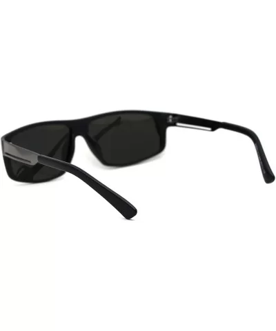 Mens Polarized Narrow Rectangle Classic Sport Fashion Sunglasses - Matte Black Silver Mirror - CK192RWT07C $17.18 Rectangular