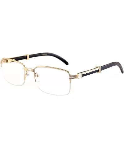 Reading Glasses Vintage Semi-Rimless Metal & Wood Grain Reader New A258 - Gold Black - C0195E04X8T $23.45 Semi-rimless