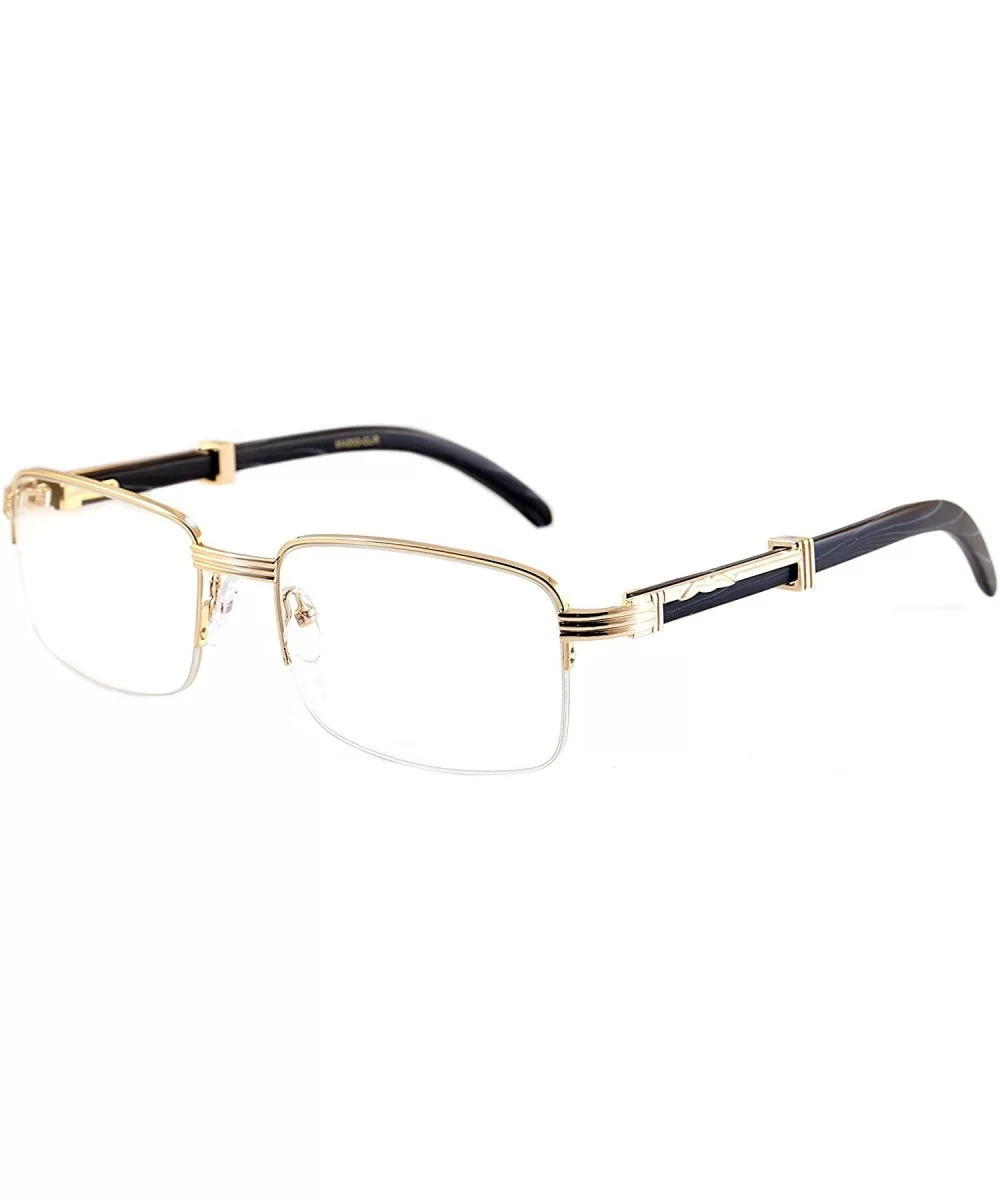 Reading Glasses Vintage Semi-Rimless Metal & Wood Grain Reader New A258 - Gold Black - C0195E04X8T $23.45 Semi-rimless