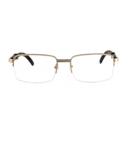 Reading Glasses Vintage Semi-Rimless Metal & Wood Grain Reader New A258 - Gold Black - C0195E04X8T $23.45 Semi-rimless