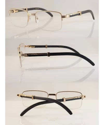 Reading Glasses Vintage Semi-Rimless Metal & Wood Grain Reader New A258 - Gold Black - C0195E04X8T $23.45 Semi-rimless