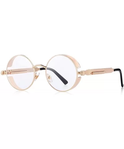 Gothic Steampunk Sunglasses for Women Men Round Lens Metal Frame S567 - Gold&clear - CL17XE70S3N $20.72 Round