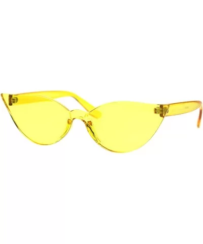 Thick Panel Rimless Gothic Cat Eye Hippie Color Plastic Sunglasses - Yellow - CB18TWKKZSC $16.44 Rimless