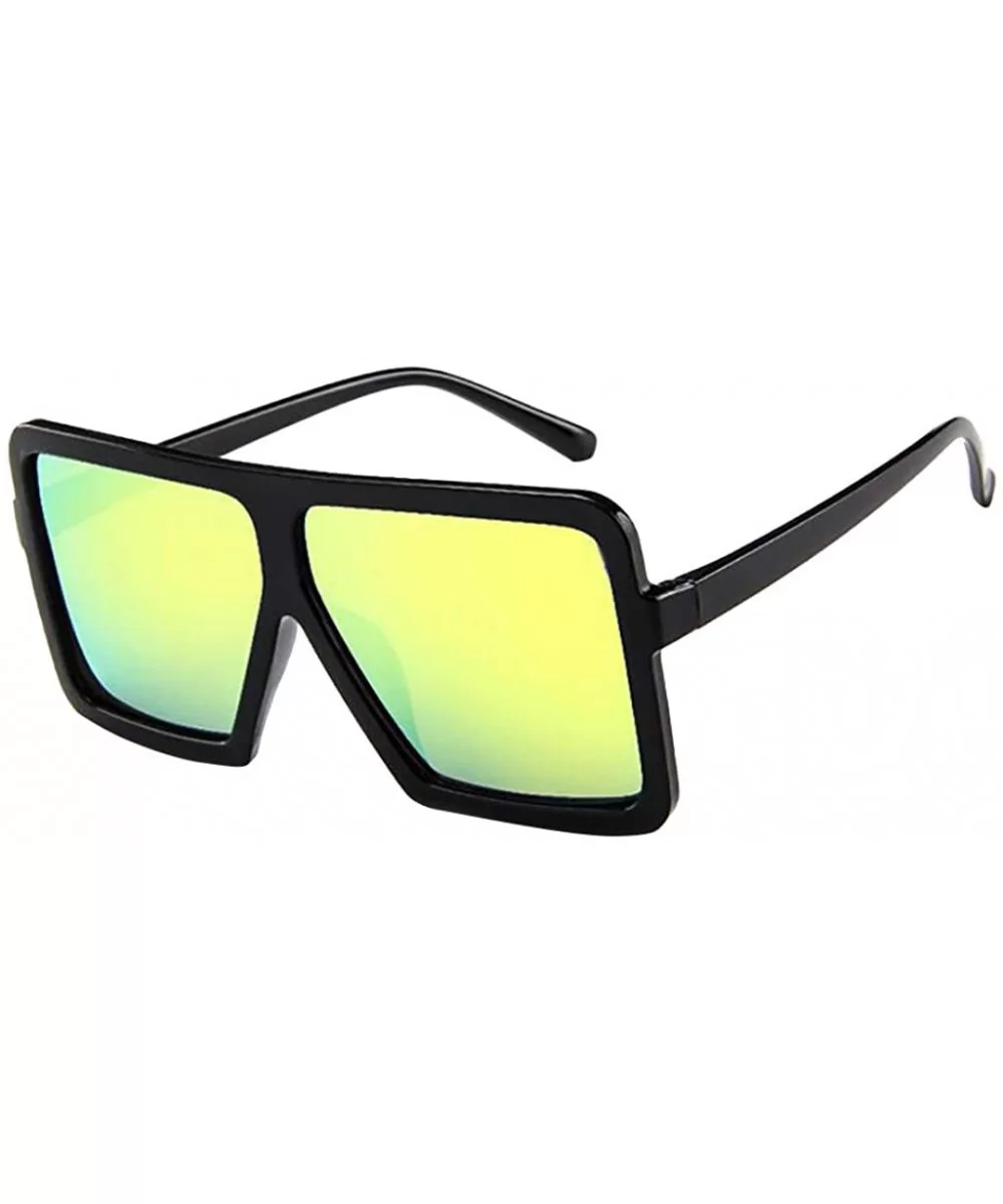 Women Men Vintage Retro Glasses Unisex Big Frame Sunglasses Eyewear Metal Frame Shade Glasses - Yellow - CR196IYHLG4 $10.89 R...