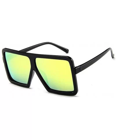 Women Men Vintage Retro Glasses Unisex Big Frame Sunglasses Eyewear Metal Frame Shade Glasses - Yellow - CR196IYHLG4 $10.89 R...