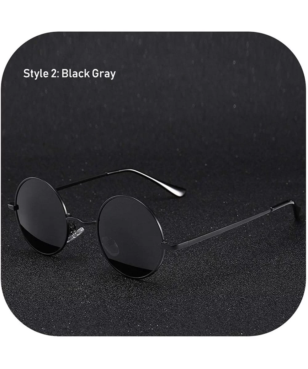 Retro Vintage Round Polarized Sunglasses Men Women Sun Glasses Metal Frame Black Lens Eyewear Driving - D1 Black - CY197Y7G7C...