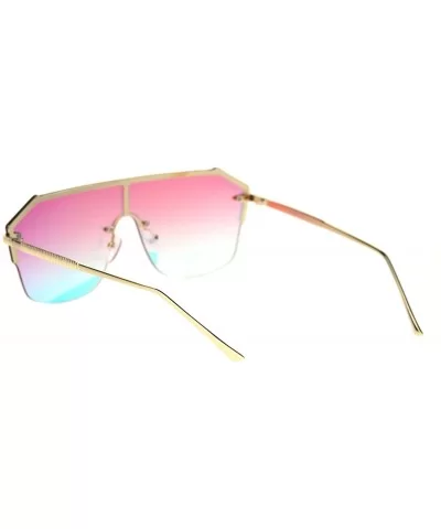 Womens Rimless Style Sunglasses Trendy Chic Mono Lens Shades UV 400 - Gold (Fuchsia Mirror/Gradient) - CH18UIRDO4N $17.73 Sem...