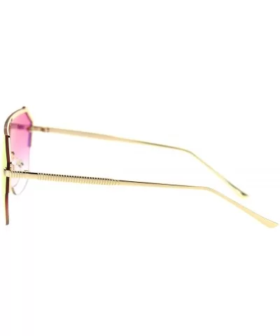 Womens Rimless Style Sunglasses Trendy Chic Mono Lens Shades UV 400 - Gold (Fuchsia Mirror/Gradient) - CH18UIRDO4N $17.73 Sem...