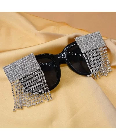 Vintage Sexy Black Women Tassel Diamond Sunglasses Luxury Brand Designer Fashion Ultralight Rhinestone Glasses - CO1978KMW4U ...