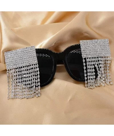 Vintage Sexy Black Women Tassel Diamond Sunglasses Luxury Brand Designer Fashion Ultralight Rhinestone Glasses - CO1978KMW4U ...