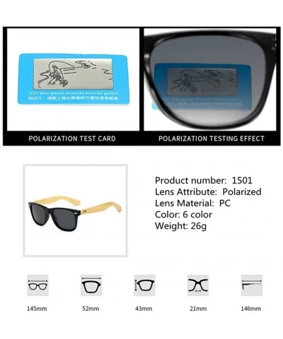 Polarized Bamboo Wood Arms Sunglasses Classic Women Men Driving Glasses - Transparent Blue - CK18QUAH04O $25.55 Wayfarer