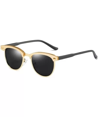 Retro Driving Sunglasses Metal Frame For Men Women - Gold Gray - CL18NW5ICD2 $15.28 Oval