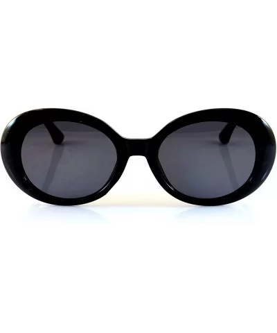 Retro Round Oval Goggle Sunglasses Smoke Color Tinted A126 A127 - Black/ Black Sd - C318C2U9QMH $12.28 Goggle