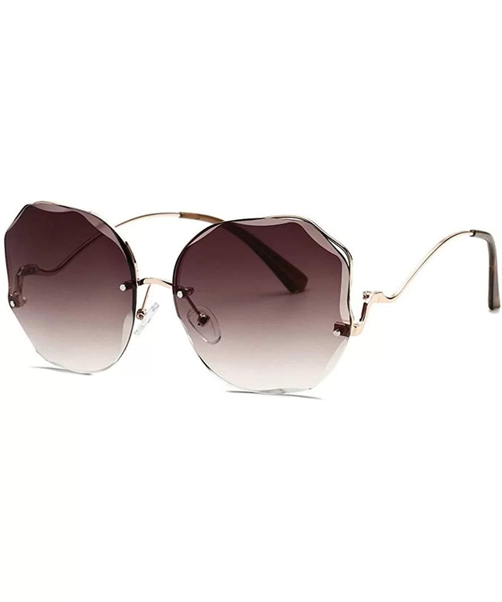 Trimmed sunglasses female polygonal fashion 2020 new two-tone film sunglasses - Tea - CJ190GUXR6T $18.50 Square