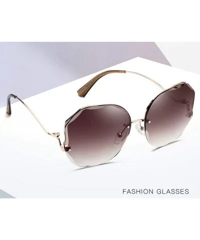 Trimmed sunglasses female polygonal fashion 2020 new two-tone film sunglasses - Tea - CJ190GUXR6T $18.50 Square