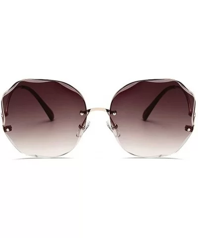 Trimmed sunglasses female polygonal fashion 2020 new two-tone film sunglasses - Tea - CJ190GUXR6T $18.50 Square