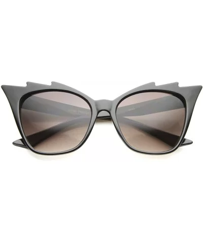 Womens High Fashion Glam Rock Jagged Edge Staggered Cat Eye Sunglasses - Black / Lavender - C912BPKLMHP $12.52 Cat Eye