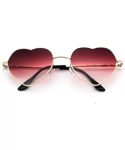 Heart Sunglasses Thin Metal Frame Hippie Lovely Aviator Style Eyewear - Gold Frame/Red - CG18OTMTWY4 $13.64 Round