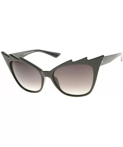 Womens High Fashion Glam Rock Jagged Edge Staggered Cat Eye Sunglasses - Black / Lavender - C912BPKLMHP $12.52 Cat Eye