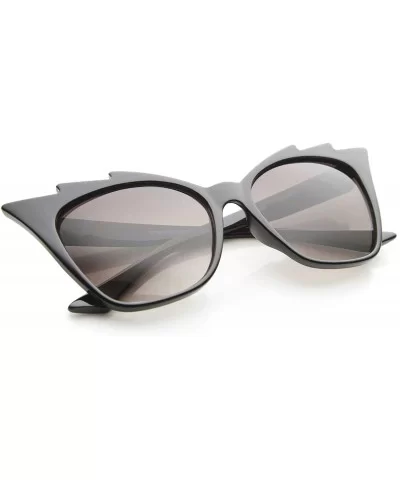 Womens High Fashion Glam Rock Jagged Edge Staggered Cat Eye Sunglasses - Black / Lavender - C912BPKLMHP $12.52 Cat Eye